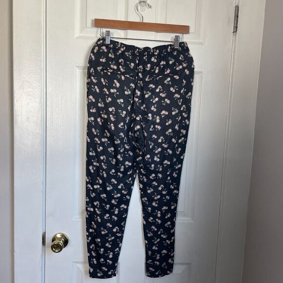 & Other Stories floral navy pants viscose size 6 womens pull on elastic waist - Picture 3 of 7
